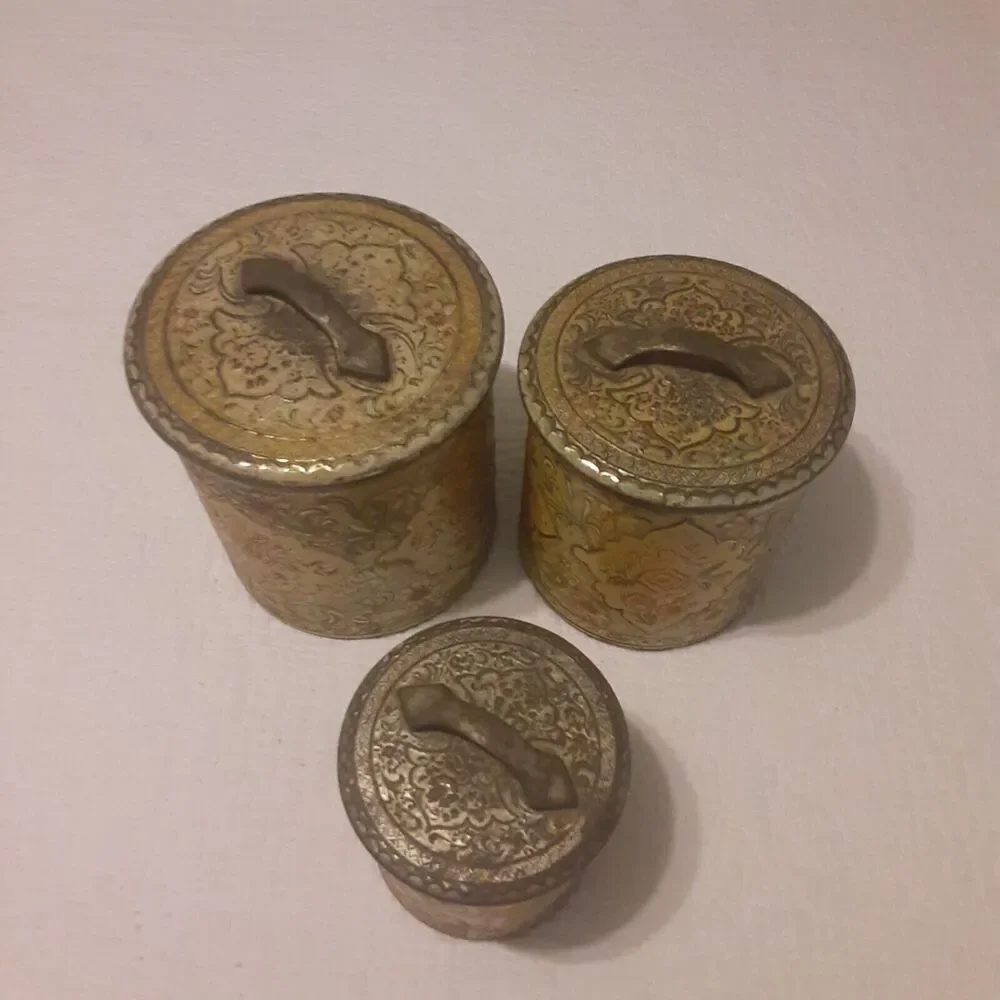Vintage Holland Distressed Aged Tin Canister set Decor Cottage